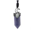 60x23mm Hexagon Stone Pendant Necklace For Women Natural Amethyst Braided Rope Adjustable Pendant Necklace,white,26inch/66cm view 3