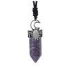 60x23mm Hexagon Stone Pendant Necklace For Women Natural Amethyst Braided Rope Adjustable Pendant Necklace,white,26inch/66cm view 4