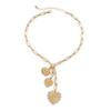 3 * 3cm Retro Heart Pendant Choker Necklace For Women Goth Metal Gold Chain Accessories,Gold,37+7cm view 1