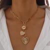 3 * 3cm Retro Heart Pendant Choker Necklace For Women Goth Metal Gold Chain Accessories,Gold,37+7cm view 2