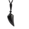 4 * 2cm Natural Stone Wolf Tooth Pendant Necklace For Man Pendants Halloween Women,Obsidian,43.5cm view 1