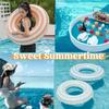 2 PCS Striped Pool Floats for Adults -35 inch Swimming Rings Tube with Handles -Inflatable Pool Float Tube for Adults Pool Floats for The Beach, Party, Vacation (Blue and Orange, L) view 4