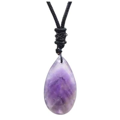 35 * 20mm Natural Quartz Stone Necklace Agates Stone Pendant Necklace,Amethyst,60cm