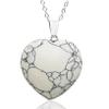 3 * 3.3cm Natural Stone Necklace Heart Shaped Chakra Necklace For Women,Tiger Eye,48cm +5CM view 4