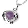 30 * 19mm Natural Stone Pendant Necklace Silver Flower Pendants Women,Black Onyx Chain,45cm view 2