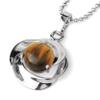 30 * 19mm Natural Stone Pendant Necklace Silver Flower Pendants Women,Black Onyx Chain,45cm view 3