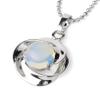 30 * 19mm Natural Stone Pendant Necklace Silver Flower Pendants Women,Black Onyx Chain,45cm view 4