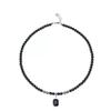 1.5 * 1cm Stainless Steel Square Pendant Necklace For Men Natural Stone Acrylic Bead Strand Necklace ,blue,47.5+7cm view 2