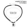 1.5 * 1cm Stainless Steel Square Pendant Necklace For Men Natural Stone Acrylic Bead Strand Necklace ,blue,47.5+7cm view 4