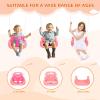 3-in-1 Toddler Swing Set, Indoor & Outdoor Baby Swing Heavy Duty Swing Set with Foldable Metal Stand for Aged 6 Months to 10 Years Old, Easy to Assemble and Store (Pink) view 3