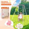 3-in-1 Toddler Swing Set, Indoor & Outdoor Baby Swing Heavy Duty Swing Set with Foldable Metal Stand for Aged 6 Months to 10 Years Old, Easy to Assemble and Store (Pink) view 4