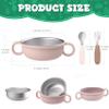 EsOfficce Stainless Steel Baby Bowls, 8.5fl Oz Kids Bowl with Anti-scald Removable Silicone Shell, BPA Free Baby Feeding Bowls with Fork Spoon for Snacks, Ice Cream, Cereal, Soup, Fruit (4 Colors) view 4
