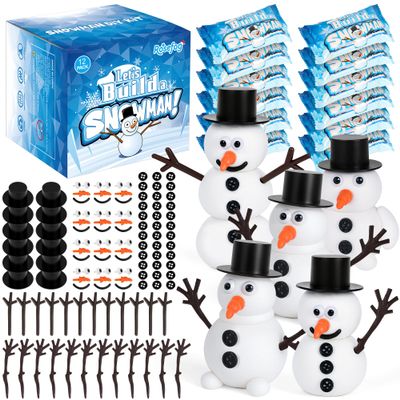 12 Pack Build a Snowman Indoor Decor, Christmas Crafts, Snowman Making Kit for Kid, Christmas Stocking Stuffers for Girls, Boys, Creative Kids Air Dry Modeling Clay for Holiday Activities