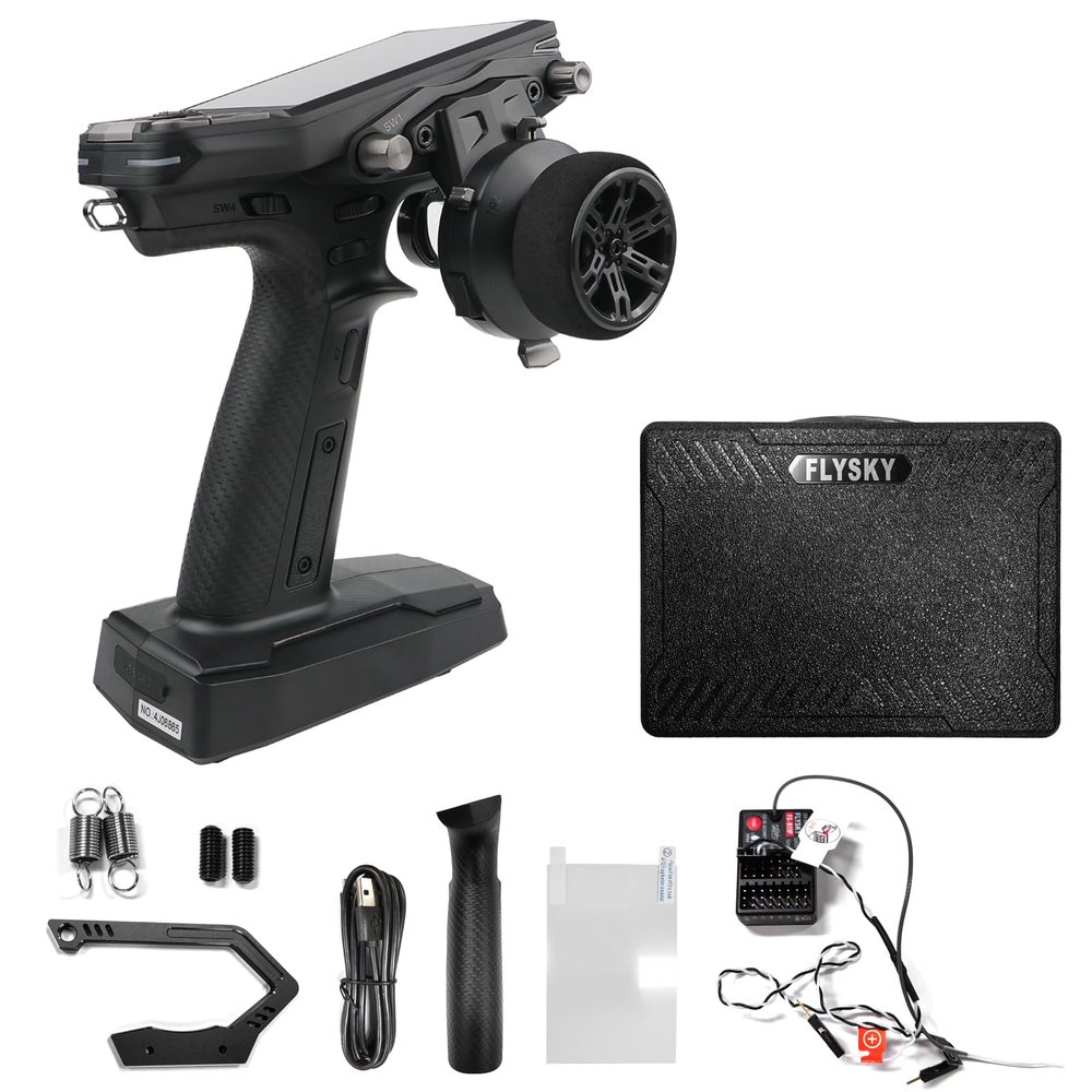 Flysky FS-G11P Radio Transmitter, 2.4GHz 11CH Transmitter with FS-R11P Receiver Combo, IPS Display, Colorful Lighting Control, Ultra-Low Energy Consumption Suitable for ANT Models RC Toys
