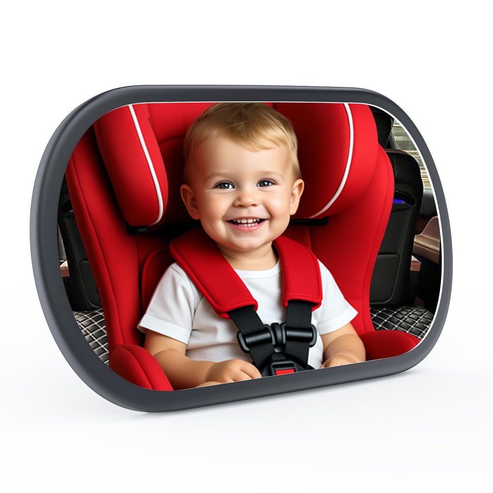 Baby Car Mirror for Backseat - Rear Facing Car Seat Mirror Safety for Infant Newborn - Easily Observe the Baby Move,Clear Wide View,360Rotation, Secure, Shatterproof - Black