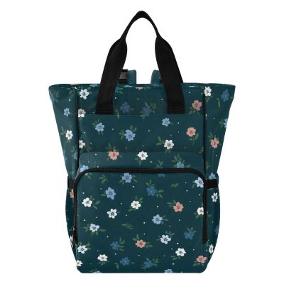 zyrtty Baby Diaper Bag Backpack White Pink Blue Floral Pattern Large Tote Baby Bag for Boys, Girls, Waterproof Multi Function Diaper Backpack, Travel Essentials for Moms