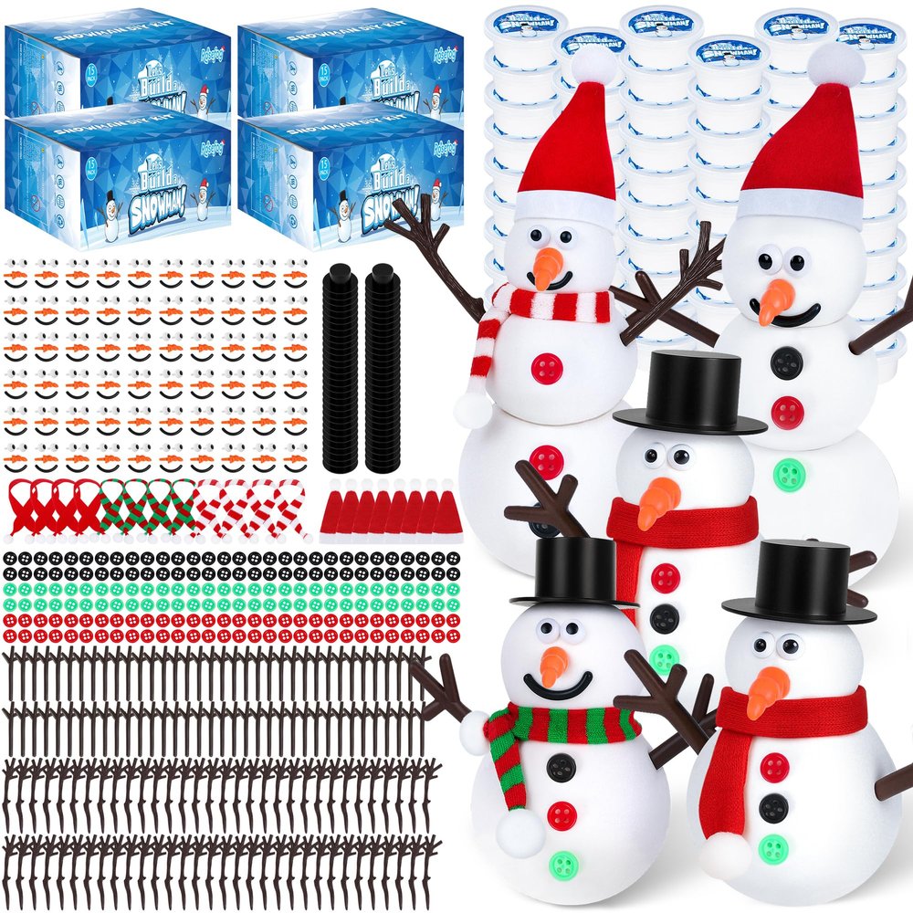 60 Pack Christmas Crafts, Christmas Snowman Presents Bulk, Build Your Snowman Kits, DIY Crafts Supplies for Kids, Party Favor for Girls and Boys, Christmas Stocking Stuffers for Kids