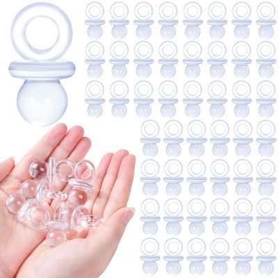 48 Pcs Acrylic Pacifiers for Baby Shower Game Boy Girl, 1.75 Baby Shower Pacifiers, Bulk Pacifier for Hunt Games, Decoration DIY, Gender Reveal Table Scatter, Party Favors(Clear)