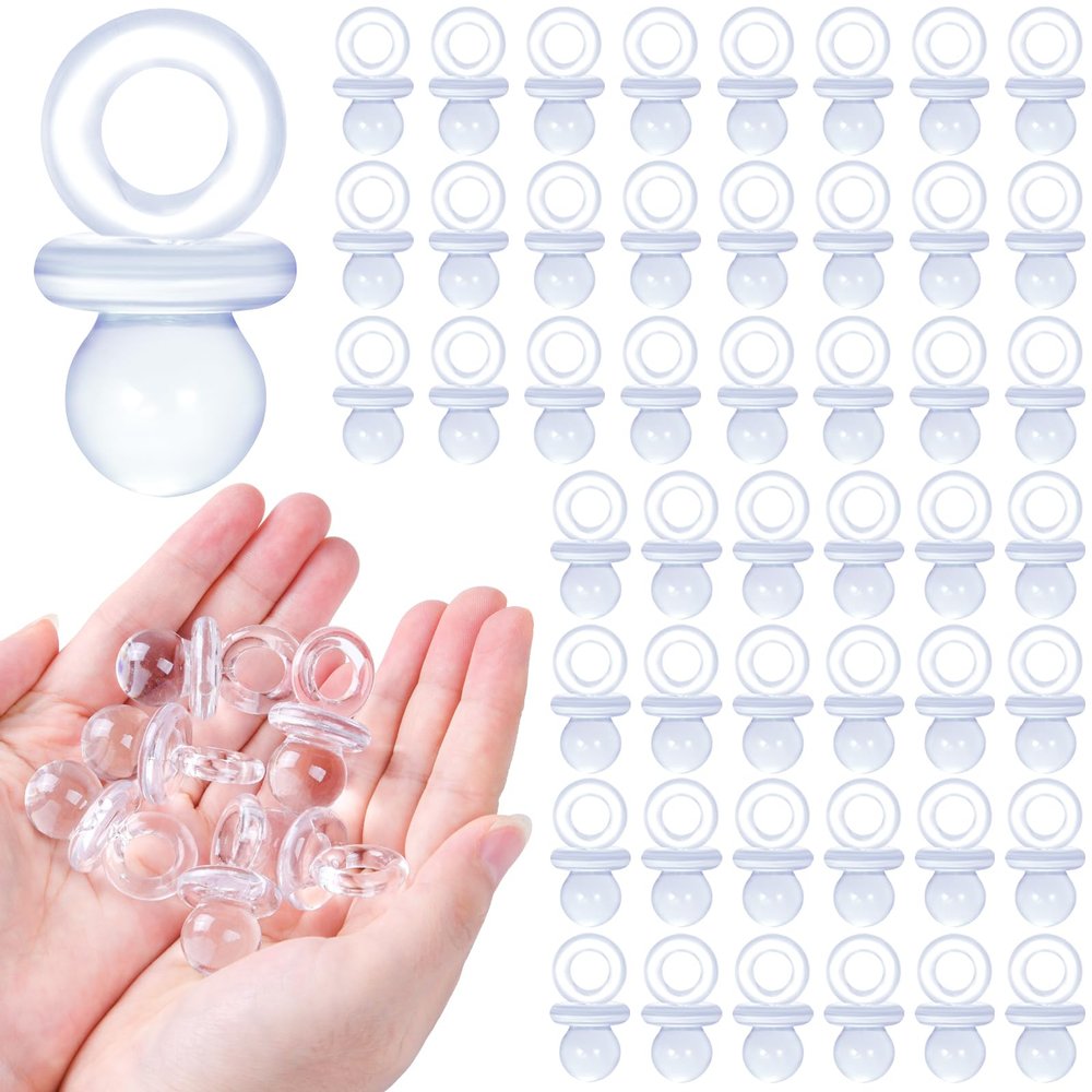 48 Pcs Acrylic Pacifiers for Baby Shower Game Boy Girl, 1.75 Baby Shower Pacifiers, Bulk Pacifier for Hunt Games, Decoration DIY, Gender Reveal Table Scatter, Party Favors(Clear)