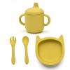 Imagination Junction Silicone Feeding Set, Suction Cup Bowl, Silicone Spoon and Fork, Cutlery Feeding Supplies, 4 Piece Set/yellow (Yellow) view 1