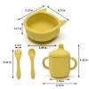 Imagination Junction Silicone Feeding Set, Suction Cup Bowl, Silicone Spoon and Fork, Cutlery Feeding Supplies, 4 Piece Set/yellow (Yellow) view 2