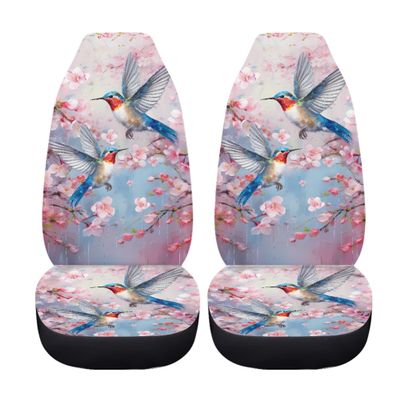 Quelytytrip Hummingbird Print Car Seat Covers for Women,Universal Fit for Most Cars,SUVs,Trucks,Sedan,Cherry Blossoms Car Accessories