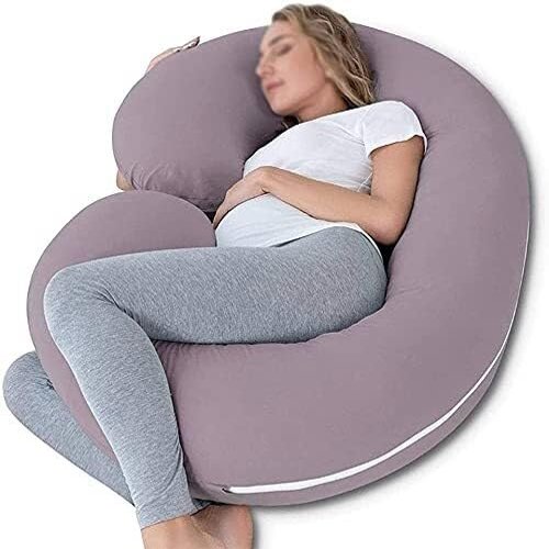 C-Shaped Pregnancy Pillow  Full Body Maternity Support for Side Sleepers with Soft Washable Cover