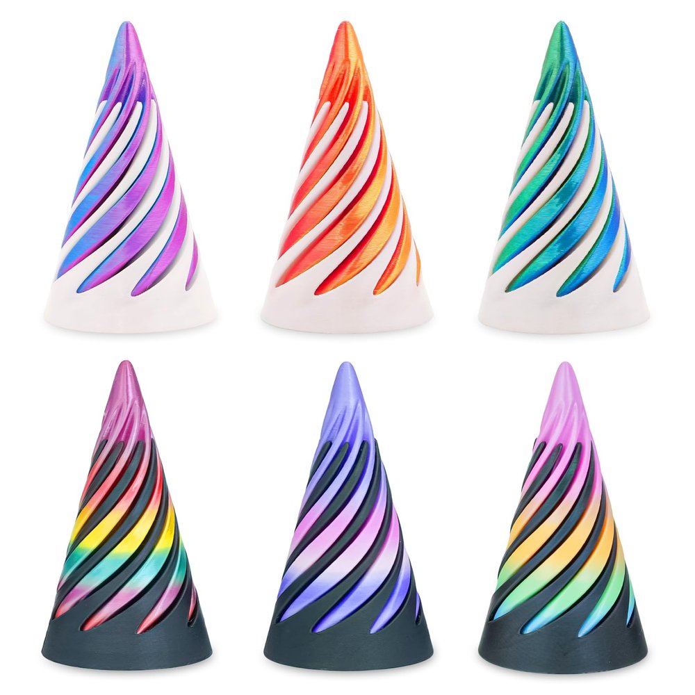 3 Packs Impossible Spiral Cone Fidget Toys,3D Printed Pyramid Passthrough Sculpture,Mini Sensory Toy for Stress Relief Anxiety,Stocking Stuffers for Adults & Kids Gifts (Multicolor 6pcs)