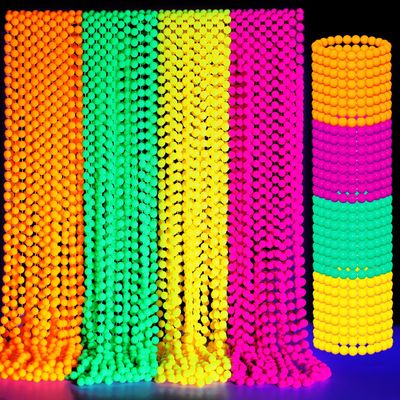 Ecally 96 Pcs Neon Bead Necklaces and Bracelets Set Glow in The Dark Party Supplies Colorful Glow Necklaces and Bracelets Bulk for Mardi Gras 80s Party Favors Carnival Concert Neon Night Accessories