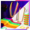 Ecally 96 Pcs Neon Bead Necklaces and Bracelets Set Glow in The Dark Party Supplies Colorful Glow Necklaces and Bracelets Bulk for Mardi Gras 80s Party Favors Carnival Concert Neon Night Accessories view 3