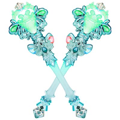 KingGlee Light Up Princess Magic Wand with Music Rechargeable Fairy Toy Butterfly Wands for Kids Girls Party Favors, 2PCS, Green