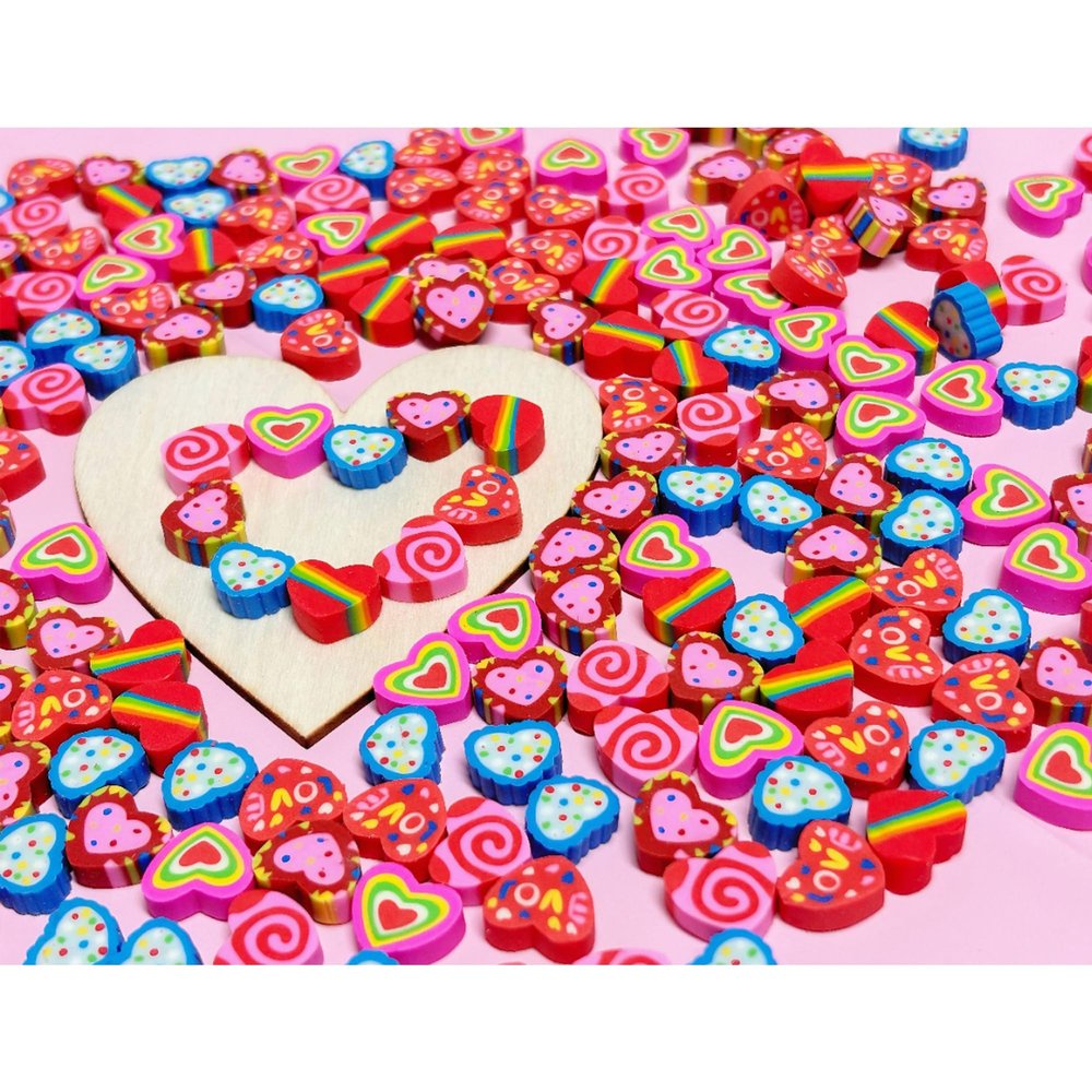 400PCS Mini Cute Heart Erasers for Kids Bulk,Fun Erasers for Classroom Back to School Party Gift (Heart, Mini)