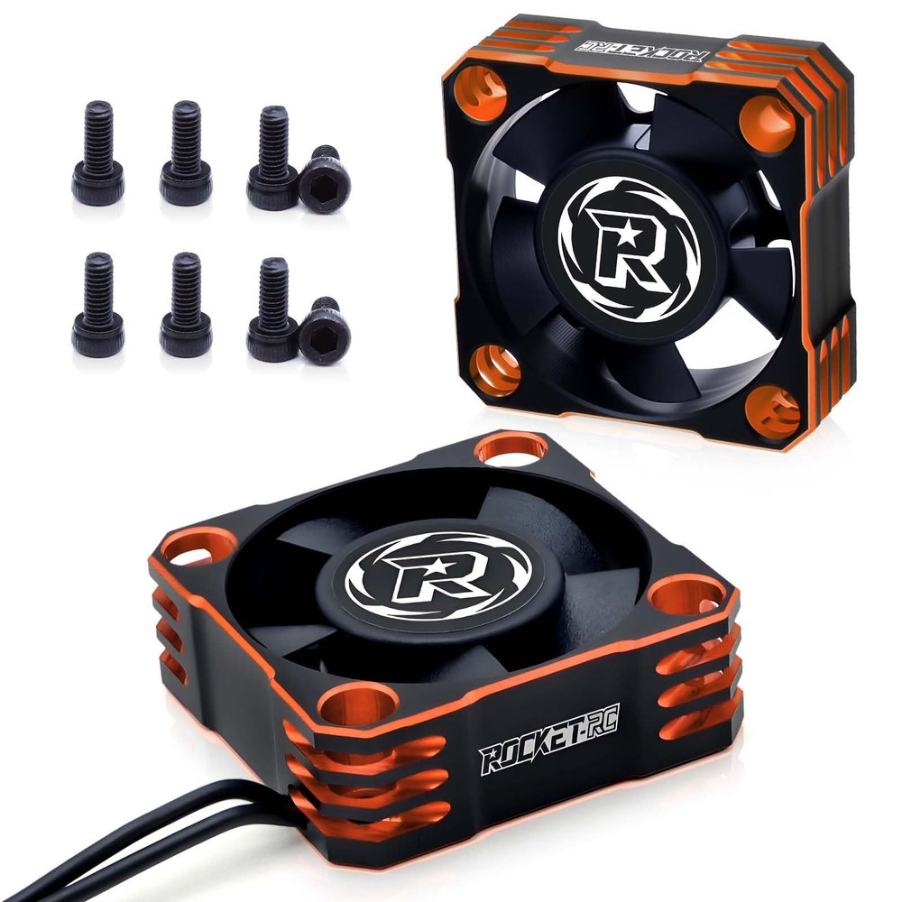 2Pack RC Motor Cooling Fan 30mm ESC Cooling Fan Rc Model Heatsink Fan for 1/8 1/10 1/12 Scale RC Car 540 550 Blushless Motor (Orange)