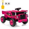 12V Ride On Dump Truck for Kids Electric Ride On Car Toy Toddlers 4 Wheeler Construction Vehicles with Remote Control, Dump Bed, Shovel, LED Lights, Music, for Kids 3-8, Rose Red view 1
