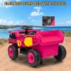 12V Ride On Dump Truck for Kids Electric Ride On Car Toy Toddlers 4 Wheeler Construction Vehicles with Remote Control, Dump Bed, Shovel, LED Lights, Music, for Kids 3-8, Rose Red view 4