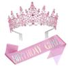 Beaupretty 1 Set Birthday Crown and Sash for Rhinestone Happy Birthday Tiara and Decorations for Parties Dances and Special Occasions Daughters and Friends view 1