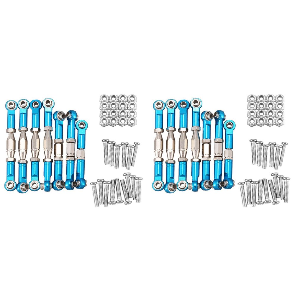 Wuden 14x for 144001 1/14 RC Car Spare Parts Metal Linkage Servo Pull Rod Steering Tie Rod Set,Blue