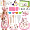 LovesTown Kids Cooking and Baking Sets, 32PCS Kids Chef Hat and Apron Pretend Play Toys for Toddler Gifts for Boys Girls view 1