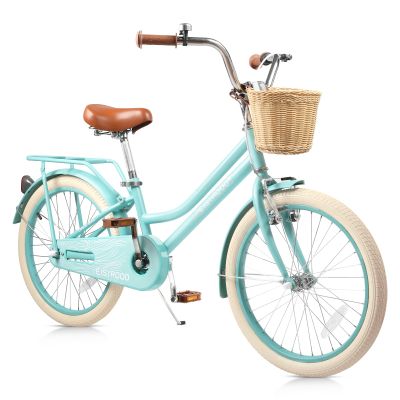 kaiwrxin 20 Inch Girls Bike, Single Speed Kids' Bicycles with Basket and Kickstand, Kids Beach Cruiser Bike for Girls, Adjustable Seat, Multiple Colors (Green)