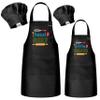 R HORSE Adult Kid Apron and Chef Hat Set - Black Adjustable Kitchen Apron Hat Blue Parent and Child Cooking Baking Painting and Training Kits Dress up Role Play Chef Toy Kid Funny Cooking Gifts view 1