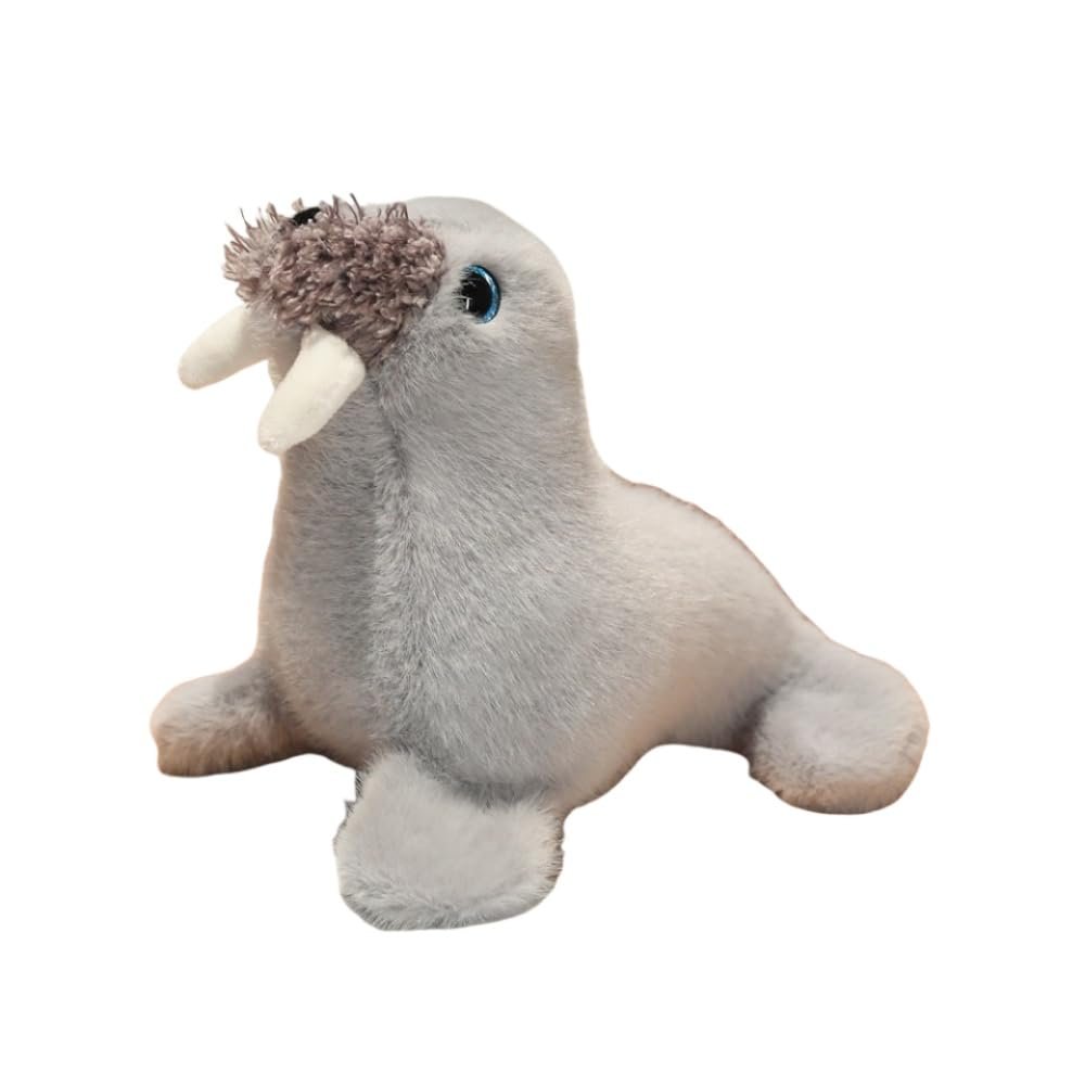 Xshelley 7.8 inch/Realistic Sea Lion Plush Toy,Simulation Sea Lion Doll,Plush Toy Stuffed Animal,Boy Girl Toys,for Kids Gifts Furniture Decoration (Grey)