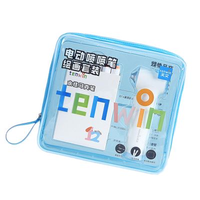 12 Color Electric Sprayer Pen Set Include 12 Color Markers 3 Painting Stencils for Children Student Art Painting Project