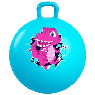 U&C Planet Hopper Ball 18 Inches Bouncy Ball with Handle for Kids Age 3-6 - Blue Dinosaur