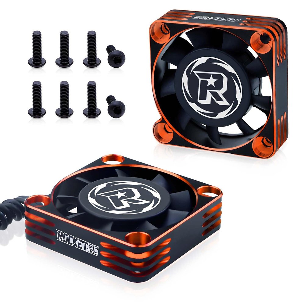 2Pack 40mm RC Motor Cooling Fan,16000RPM ESC Cooling Fan for 1/10 1/8 RC Truck Car Diameter 40 mm 5 MotorOrange&Black