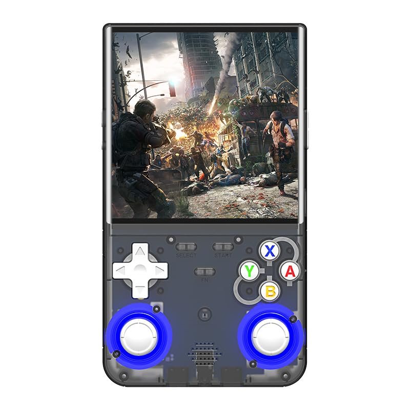 R36 Ultra Retro Handheld Game Console, with 128G Built-in 40000+ Games, 3000mAh Rechargeable, Support 20+ Simulators, Linux System, 4.0 Inch IPS Screen Portable Pocket Arcade (Transparent Black)
