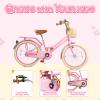 kaiwrxin 20 Inch Girls Bike, Single Speed Kids' Bicycles with Basket and Kickstand, Kids Beach Cruiser Bike for Girls, Adjustable Seat, Multiple Colors (Pink) view 3