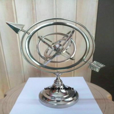 11'' Nautical Arrow ARMILLARY Globe Armillary Maritime Chrome Sphere Globe Decor