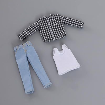 1/12 Scale Male Clothes, Vest Shirt Jeans Suit for 6 inches Male Action Figure, 1/12 Teenagers Boys Figure Costume Clothing Outfit (Grey)