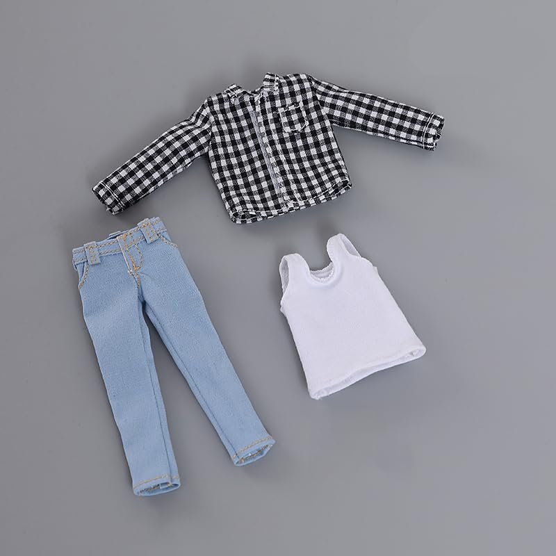 1/12 Scale Male Clothes, Vest Shirt Jeans Suit for 6 inches Male Action Figure, 1/12 Teenagers Boys Figure Costume Clothing Outfit (Grey)