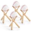4 Mini Wooden Bat Stands for Baseball, 12 Mini Bats and 4 Rings for Displaying Game Balls and Collectibles view 1